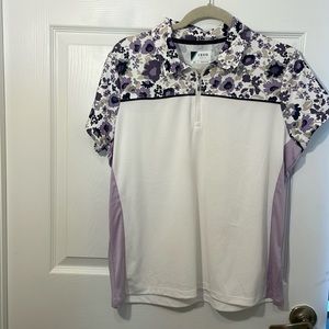 IZOD Golf polo in XL. White with purple grey tan & black.